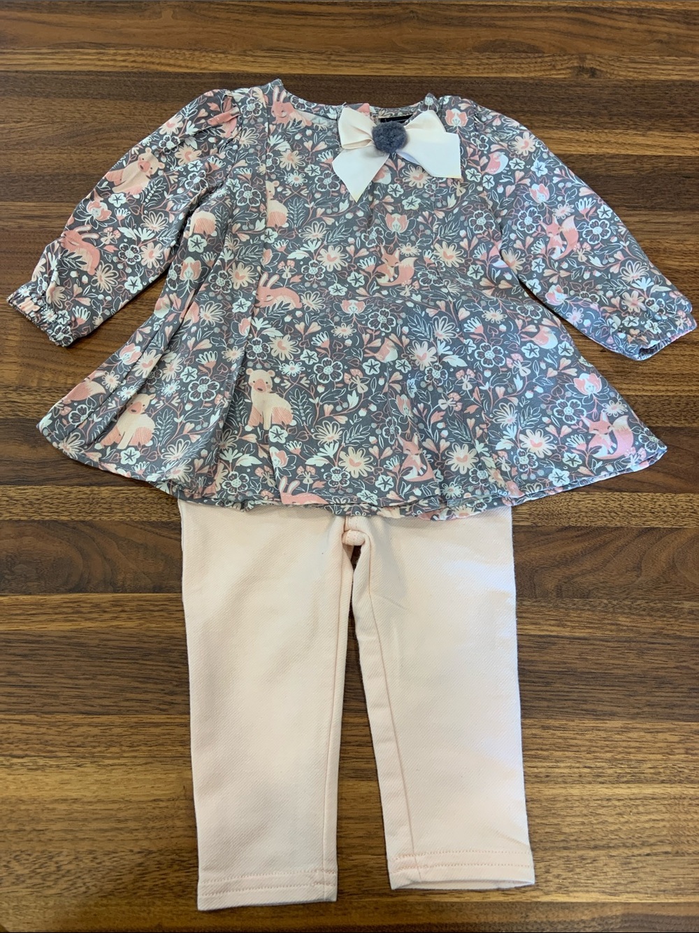 Cynthia Rowley Girls 2-Piece Woodland Floral Tunic Top & Pink Jeans Set 3-6M New